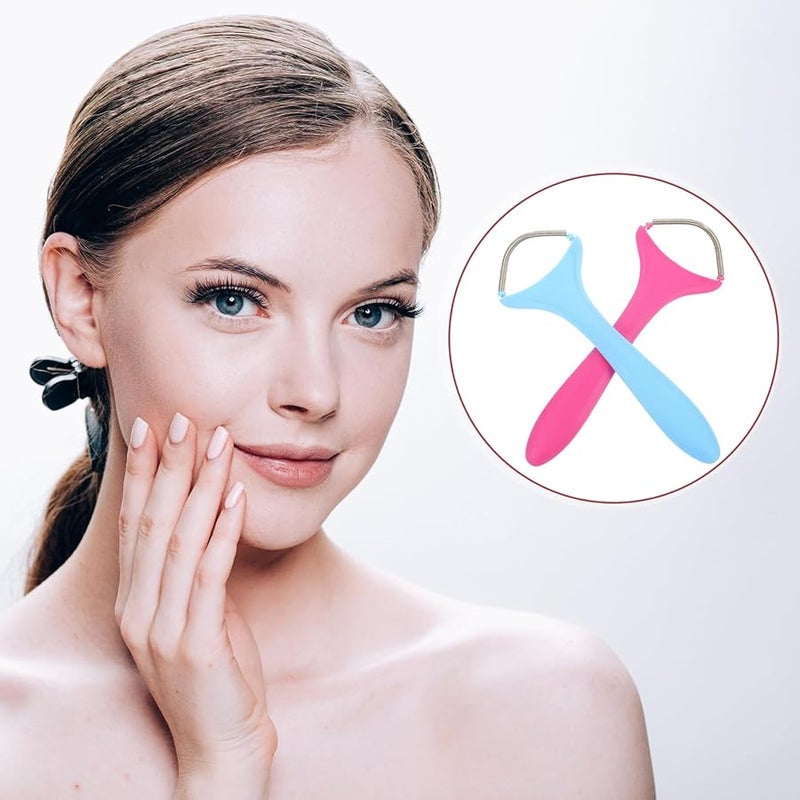 Cabilock 2Pcs Manual Face Epilator Hair Removal Tool for Women Upper Lip Pink and Blue - Image 3